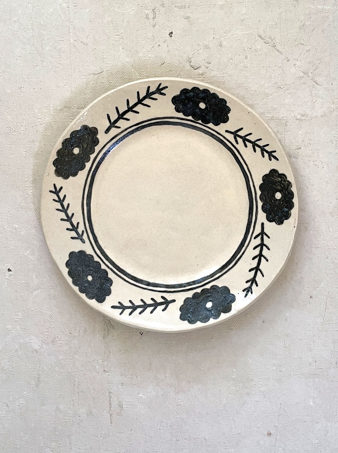 CHARCOAL GREY FLORAL SIDE PLATE