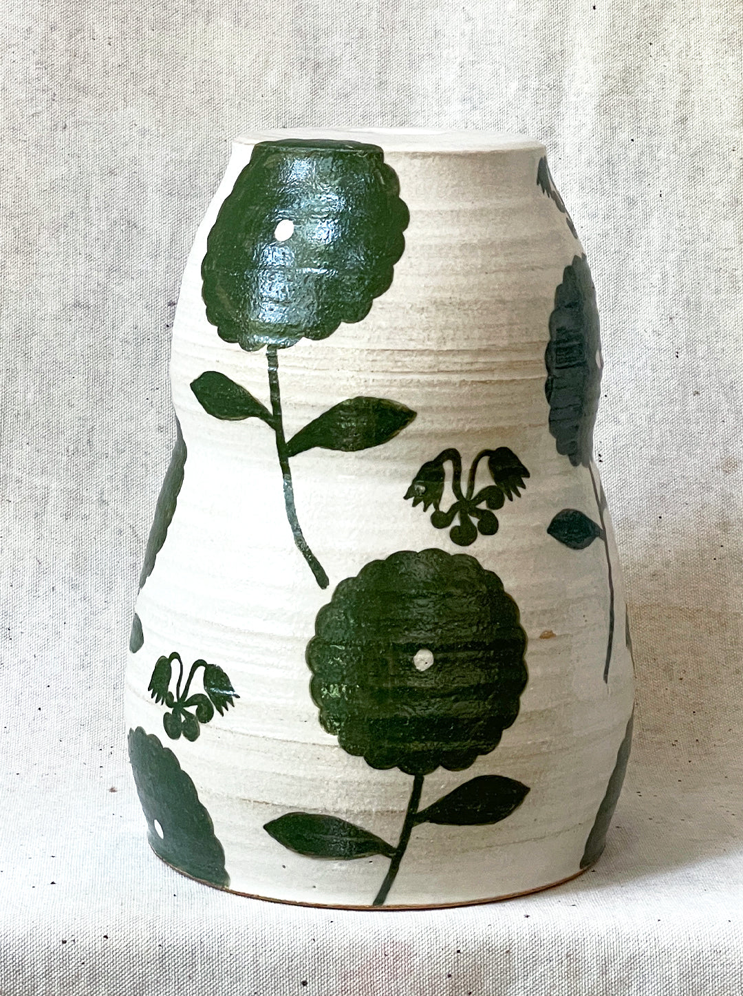 GREEN FLORAL LAMP BASE NO. 3- SECOND