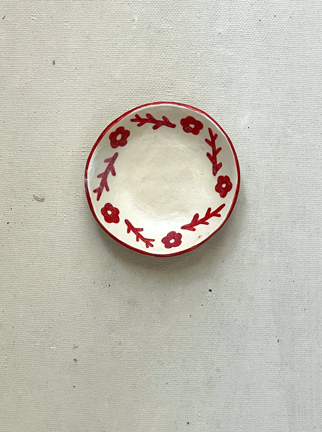 RED FLORAL RING DISH